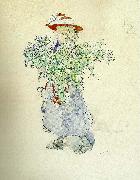 Carl Larsson tva flickor med syrener painting